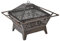 Trueshopping 24 Metal Square Fire Pit with Mesh Lid, Griller & Poker — Star Design, See Through Basket Bowl Fireplace Brazier - Wood, Charcoal & Log Burner Outdoor Fire Pits for Garden BBQ & Bonfire