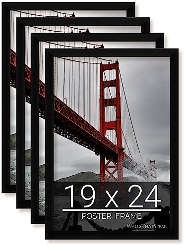 wallsthatspeak 19x24 Picture Frame 4-Pack, Modern Black, Puzzle Frame Set for Puzzles, Photos & Artwork, with Plexiglass and Backing Included, Perfect for Gallery Walls