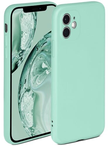 ONEFLOW Soft Case für iPhone 12 Hülle aus Silikon mit Kameraschutz, Silikonhülle mit erhöhtem Schutz fürs Display, Backcover Schutzhülle, weiche Handyhülle, Mint