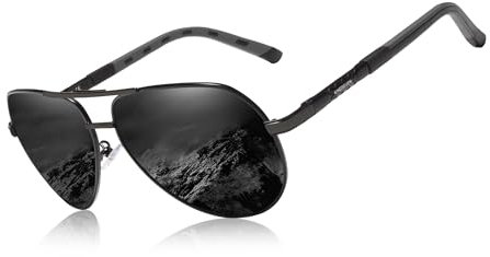 KINGSEVEN Klassische Polarisierte Sonnenbrille für Männer Frauen Retro Aluminium magnesium Sonnenbrille NK725 (Gray/Black)