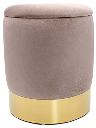 kreatives Wohnen Deko Hocker Samt Pouf Dekopouf Velour Hocker mit Stauraum u. Deckel Ø 31 H 38 cm zartlila Samthocker
