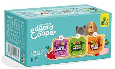 Edgard & Cooper Pâtée Pour Chien, Nourriture Humide Sans Céréales, (Multipack 6x100g Poulet, Agneau & Gibier), Viande Fraîche et protéinée, Hypoallergénique, Sans Sucres Ajoutés, Pate en boîte