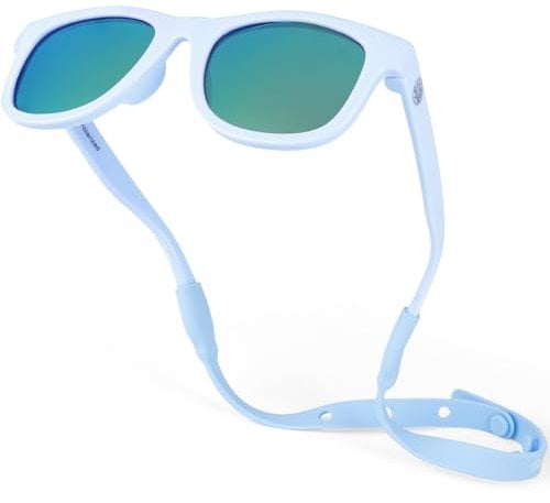 Polarisierte Baby-Sonnenbrille mit Riemen - unzerbrechliche flexible Kleinkind-Sonnenbrille für Kleinkinder Neugeborene 0-24 Monate