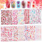 EBANKU 12 Blatt Valentinstag Nail Art Aufkleber 3D Selbstklebend Blume Rose Herz Nagelaufkleber Nagelsticker für Mädchen Valentinstag Nagel Kunst Abziehbilder Dekoration DIY