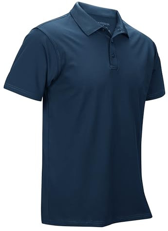 33,000ft Herren Poloshirt Golf Shirt UPF50+ Sonnenschutz Sommer Kurzarm Tshirts Schnelltrocknend Performance Sportshirt Outdoor Einfarbige Polohemd für Männer zum Golfen Tennis Dunkelblau 2XL
