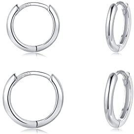 CERSLIMO Ohrringe Silber 925 Creolen Set 8mm 10mm Schmuck Valentinstag Geburstag Klein Geschenke für Damen Herren Mädchen Frauen Männer Beste Freundin Schwester Freunde