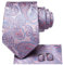 Hi-Tie Herren Krawatte Schwarz Paisley/Plaid/Streifen/Einfarbig Krawatten Set Einstecktuch Manschettenknöpfe Business Formal Hochzeit Meeting Geschenkbox,rosa Paisley