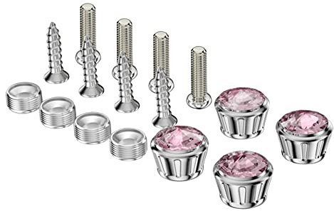 iSpchen Kennzeichen Schrauben,4er Set Bing Strass Kennzeichenbefestigung Schrauben mit Abdeckkappen Nummernschild Befestigung Halter Kennzeichenhalter Kennzeichenhalterung,31.5x19mm,Rosa