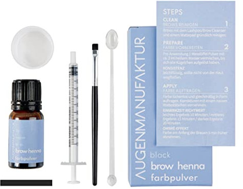 Augenmanufaktur Augenbrauenfarbe Set - Brow Henna Basis Kit mit natürlichen Inhaltsstoffen auf Wasserbasis erhältlich in 5 verschiedenen Farben (Black)