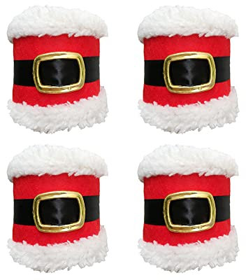BakerMiche Weihnachten Serviettenring Halter, Weihnachten Gürtelschnalle Serviettenring Weihnachtsmann Serviettenring Esstisch Dekoration Weihnachten Gürtelschnalle für Weihnachten und Zuhause Küche