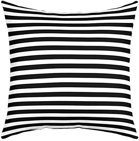 Gestreifter Überwurf Kissenbezug 55 x 55 cm Schwarz Weiß Streifen Kissenbezug Kinder Jungen Mädchen Damen Herren Bauernhaus Stripes Kissenbezug Moderne Geometrische Linien Abstrakter Gothic Deko