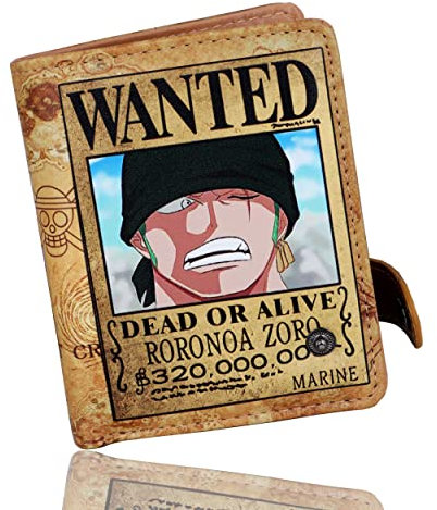 Roffatide Anime Geldbörsen für Jungen Kurzes Portemonnaie aus Kunstleder mit Zwei Fächern Schlanke Reisegeldbörse mit Münzfach Khaki C