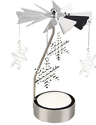Kleine Schneeflocke Teelicht Karussell Glas Teelichthalter Gold Teelichtglas Rotierender Kerzenhalter Eisen Metall Kerzenständer für Valentinstag Deko Geschenk Hochzeit Dekoration Wohnzimmer Tischdeko