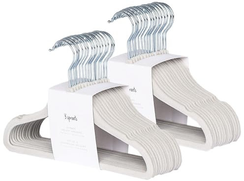 3 Sprouts - Kinder Kleiderbügel aus Samt – rutschfeste Kleiderbügel für Baby & Kleinkinderkleidung - 30 Stück - Grau