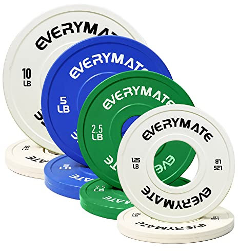 EVERYMATE Change Hantelscheiben 0,6 kg 1,1 kg 2,3 kg 4,5 kg Set Fraktionelle Platte Olympische Stoßstange Plates für Cross Training Stoßstange Hantelscheiben Stahleinsatz Krafttraining Hantelscheiben