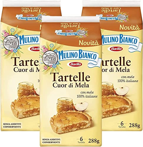 3X Mulino Bianco Tartelle Cuor di Mela Tortine con Mele, Pan di Spagna e Pasta Frolla Senza Olio di Palma 288g [3 Confezioni]