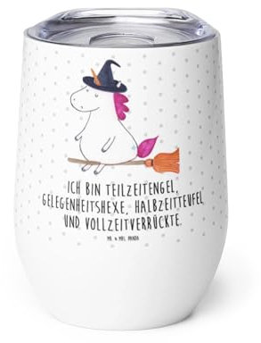 Mr. & Mrs. Panda Weinbecher Einhorn Hexe - Geschenk, Weißweinglas, Freundin, Rotweinglas, Universalglas, Ehefrau, Einhörner, Weinkelch, Frau, Unicorn, Engel, Teufel, Modernes Weinglas