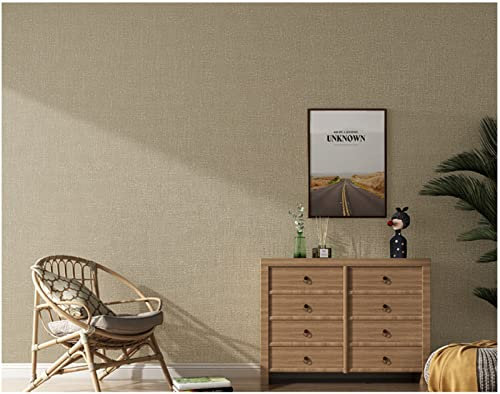 CULTS Hellbraun Vliestapete 9,5 m x 0,53 m Einfarbig Tapete Modernes Design Leinenkorner Tapete für Flur Wohnzimmer Schlafzimmer Büro