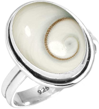 Jeweloporium 925 Silber Ringe für Frauen Weiß Natürlich Shiva-Auge Edelstein Boho Silber Ringe Größe 60(19.1) Geburtstag Geschenk Handgefertigt Schmuck