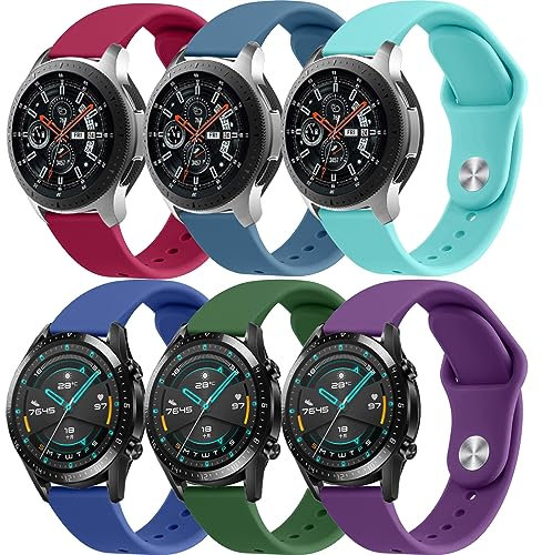6ST Cinturino Silicone per Huawei Watch GT/GT 2 46mm/per Samsung Galaxy Watch 3 45mm/Galaxy Watch 46mm/Gear S3 Frontier,22mm Smartwatch Cinturini Sport per Amazfit Bip 5/Balance/Gtr Band Uomini Donne