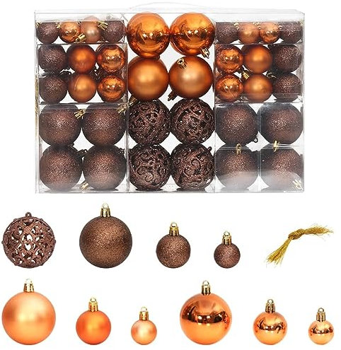 vidaXL Weihnachtskugeln 100 STK., Weihnachtsbaumkugel Größen, Christbaumkugeln zum Schmücken von Weihnachtsbäumen Girlanden, Christbaumschmuck Weihnachtsschmuck, Braun