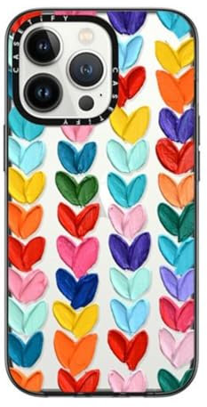 CASETiFY Compact iPhone 13 Pro Case [2X Military Grade Drop Tested / 4ft Drop Protection] - Clear Polka Daub Hearts - Clear Black