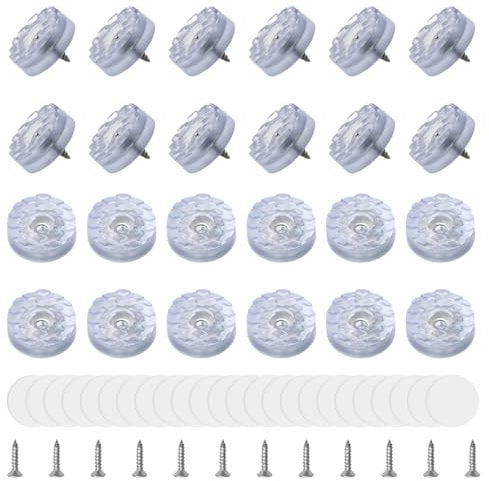 UFURMATE Non-Slip Rubber Feet, 24Pcs Non-Slip Chair Leg Floor Protectors Clear Screw in Anti-Slip Pads Round Rubber Furniture Pads with Screw & Self Adhesive (24 * 8.9mm)
