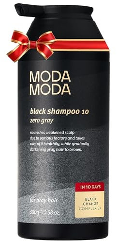 MODA MODA Grau-Schwarzer Haarshampoo | Natürliche Dunkel Vojacentlichung Color Shampoo Haarfarbe Fur Haar & Kopfhaut | Anti-Aging & Volumenspender Grau Haarshampoo Reduziert Haarbruch (280 ml)