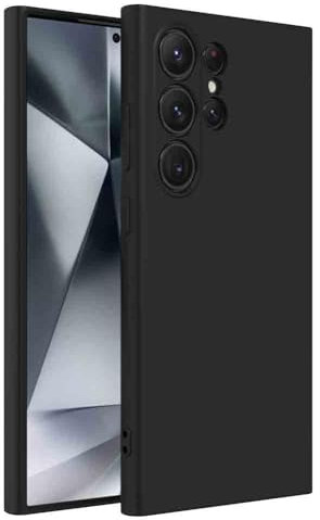 Captor Coque en Silicone Liquide Colored pour Samsung Galaxy S24 Ultra, Haute qualité avec Bords d'écran surélevés et Protection Souple de l'appareil Photo avec Microfibre Interne (Noire)