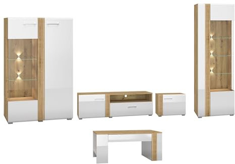 Feldmann Preiswert Wohnen Wohnzimmerset Adagio Wohnwand 5-teilig Lowboard