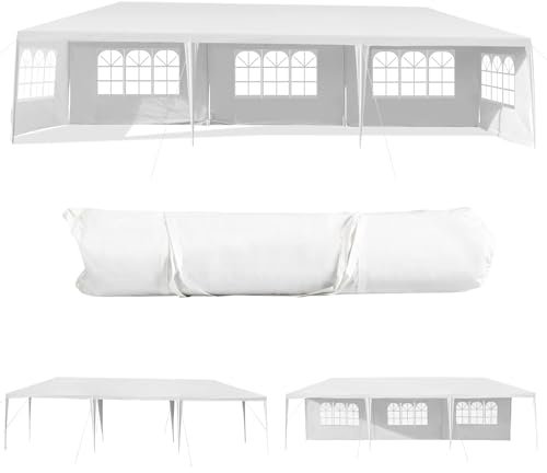 RELAX4LIFE Gazebo da Giardino 3X6M/3X9M per a 2/3 Stanze, in Tessuto PE Antistrappo e Impermeabile con 0/4/6/5/8 Pannelli Laterali Rimovibili (3X9M-5 Pannelli Laterali)