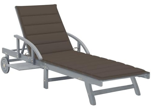Homgoday Sonnenliegen, Gartenliege mit massivem Kissen aus Akazie, Schlafsofa, Gartenliegen, Pool-Liege, Sonnenliege für den Garten r1