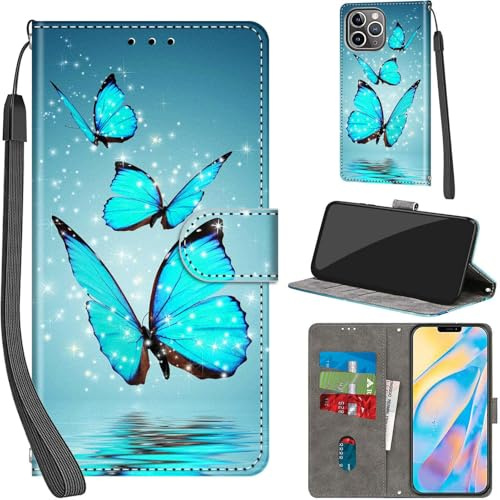 PHINIENLAND Wallet Flip Case for iPhone 12 Pro Max Leather Butterfly | 3 Card Slots & 1 Cash Pocket, Magnetic Closure, Kickstand, Premium PU Leather flip cover for iPhone 12 Pro Max