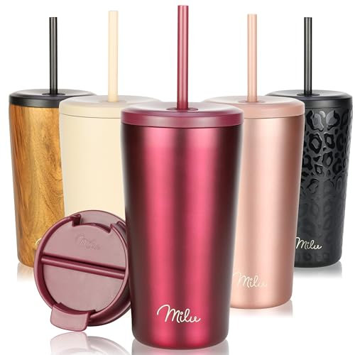 Milu Mug Isotherme 500ml - Thermo Café étanche en acier inoxydable, Tasse thermique sans BPA, 100% anti-fuite(Berry, 500ml)
