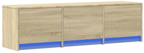 vidaXL Meuble TV avec LED chêne Sonoma 140x34x40 cm Bois d'ingénierie, Support TV, Meuble télé, Meuble multimédia, Banc TV, Meuble HiFi