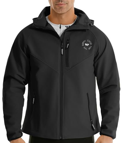 Wulibike Veste Vélo Homme, Légère Veste Imperméable Running Homme,Réfléchissante Coupe-Vent pour Cyclisme et Activités de Plein Air Noir L-A4