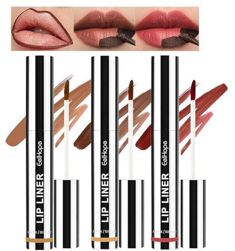 LuckNest Abnehmbare Lip Liner Set, 3Pcs Bleistift-Peel Off Lip Liner Tattoo,Lang Anhaltende Peel Off Lip Stain Matte Waterproof Lip Liner Pencil für Womem