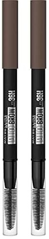 Maybelline New York Wasserfester Augenbrauenstift mit Bürste, 36h Halt, Natürliche Farben, Tattoo Brow 36H, Farbe: Nr. 7 Deep Brown (Braun), 1 Stück (Packung mit 2)