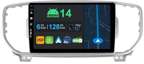 YUNTX 9 Zoll Android 14 Autoradio mit Navi Für KIA Sportage KX5 2016-2018 | Octa Core | 6GB 128GB | Eingebaut 4G LTE | CarPlay & Android Auto | DSP | DAB | HDMI | Dual Band WiFi