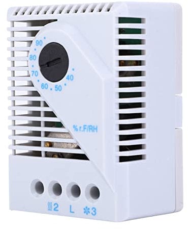 Mechanical Humidity Controller, MFR012 Hygrostat Humidity Switch, Fan Heater Humidity Adjuster for TV Cabinet Humidity, 35mm DIN Rail EN50022, Light Gray (MFR012)