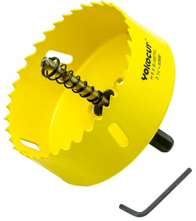 Lochsäge 90mm, Universal HSS M42 Bi-Metall Lochsägen, Lochkreissäge mit Sechskant-Schaft und Bohrer Lochbohrer Set Bohrkrone für Holz, Rigips, Trockenbau, Kunststoffe (∅ 90mm)