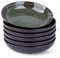 LeRatio Large Pasta Bowls 22cm, Stoneware Deep Plates Set of 6, Scratch Resistant Serving Bowl, Modern Soup Noodle Bowls, Microwave AMD Dishwasher Safe, Jade Green
