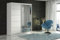 ELUKS CARLI Modern Sliding Door Wardrobe with Mirror, 2 or 3 Doors, 4 colours: WHITE/BLACK/OAK/GREY 5 sizes: 100cm/120cm/150cm/180cm/200cm (White, 150cm no Drawers)