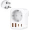 Denlane Reiseadapter Indien, 5 in 1 Adapter Sri Lanka mit 1 AC & 2 USB-C & 2 USB-A(3.4A), 3-Polig Reisestecker Typ D für Indien, Bangladesch, Irak, Nepal, Nigeria Typ D