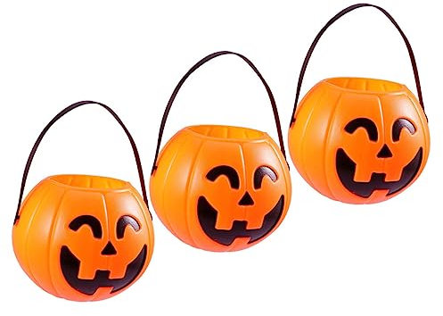 Abaodam 3pcs Collapsible Halloween Pumpkin Bucket Trick or Treat Candy Holder Kids Storage Container