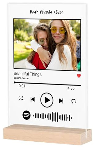 Woopers Targa Spotify Glass Personalizzata - Targa Musica con Foto e Codice Canzone Spotify. Idea Regalo Compleanno, Anniversario, Festa.