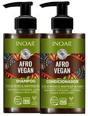 INOAR Afro veganes Shampoo und Conditioner Set mit Rizinusöl und Sheabutter