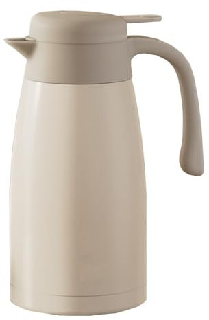Insulated Thermal Coffee Carafe 1.6L,2L Insulated Thermos Flask, Coffee Tea Pot with Spout and Glass Liner for Hot Cold Water, Stainless Steel Carafes for Hot Liquids(/Beige,1.6L)