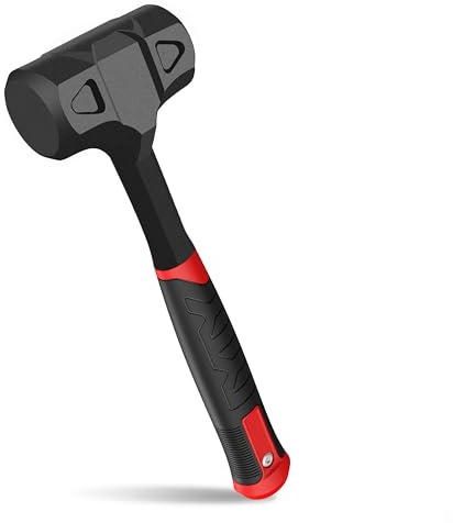 2LB Dead Blow Hammer,Totschlaghammer-Schwere einteilige Konstruktion aus geschmiedetem Kohlenstoffstahl,Pvc-Hammer mit Stahlkugel-gefülltem Kopf,Anti-Vibrations-Griff für Präzision und Kontrolle
