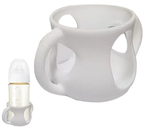 Coque en silicone pour biberon en verre - Porte-biberon - Protection de gobelet - Protection anti-chute - Avec poignées pour nourrir le nourrisson - Accessoire durable et lavable au lave-vaisselle